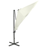 Konzolni suncobran sa šipkom i LED svjetlom 300 cm boja pijeska 312328 Konzolni suncobran sa šipkom i LED svjetlom 300 cm boja pijeska 312328