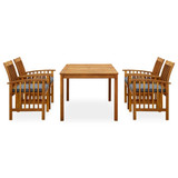 3058088 5 Piece Garden Dining Set with Cushions Solid Acacia Wood (45962+2x312130) 3058088