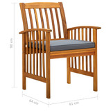 3058088 5 Piece Garden Dining Set with Cushions Solid Acacia Wood (45962+2x312130) 3058088