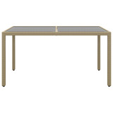 Vrtni stol 150 x 90 x 75 cm od kaljenog stakla i poliratana bež 310576