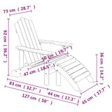 Vrtna stolica Adirondack s osloncem za noge HDPE bijela 318645 Vrtna stolica Adirondack s osloncem za noge HDPE bijela 318645