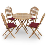 5-dijelni sklopivi vrtni blagovaonski set od bambusa 3063969