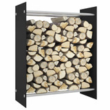 Stalak za drva za ogrjev crni 80 x 35 x 100 cm kaljeno staklo 327470