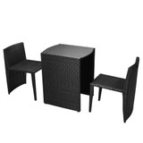 3-Dijelni bistro set od poliratana s jastucima crni 42882 3-Dijelni bistro set od poliratana s jastucima crni 42882