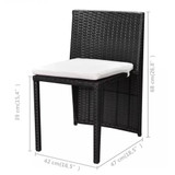 3-Dijelni bistro set od poliratana s jastucima crni 42882 3-Dijelni bistro set od poliratana s jastucima crni 42882