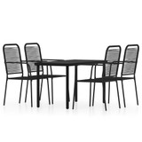 5-dijelni vrtni blagovaonski set crni 3099139