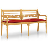 Klupa Batavia s crvenim jastukom 150 cm od masivne tikovine 3100847 Klupa Batavia s crvenim jastukom 150 cm od masivne tikovine 3100847