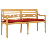 Klupa Batavia s crvenim jastukom 150 cm od masivne tikovine 3100847 Klupa Batavia s crvenim jastukom 150 cm od masivne tikovine 3100847