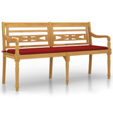 Klupa Batavia s crvenim jastukom 150 cm od masivne tikovine 3100832 Klupa Batavia s crvenim jastukom 150 cm od masivne tikovine 3100832