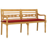 Klupa Batavia s crvenim jastukom 150 cm od masivne tikovine 3100832 Klupa Batavia s crvenim jastukom 150 cm od masivne tikovine 3100832