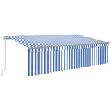 Tenda na ručno uvlačenje s roletom 5 x 3 m plavo-bijela 3069456
