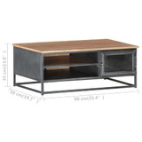Stolić za kavu sivi 90 x 50 x 35 cm od masivnog bagremovog drva 323500