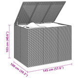 Kutija za vrtne jastuke od PE ratana 145 x 100 x 103 cm siva 317231