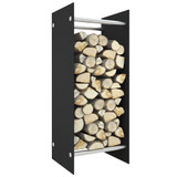 Stalak za drva za ogrjev crni 40 x 35 x 100 cm kaljeno staklo 327467