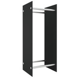 Stalak za drva za ogrjev crni 40 x 35 x 100 cm kaljeno staklo 327467