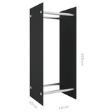Stalak za drva za ogrjev crni 40 x 35 x 100 cm kaljeno staklo 327467