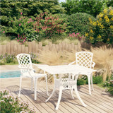 3-dijelni bistro set od lijevanog aluminija bijeli 3070588