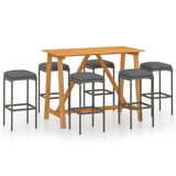 7-dijelni vrtni barski set s jastucima sivi 3067967