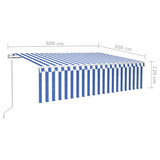 Automatska tenda na uvlačenje s roletom 6 x 3 m plavo-bijela 3069366