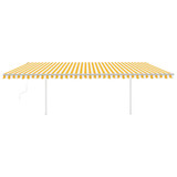 Automatska tenda na uvlačenje sa stupovima 6x3,5 m žuto-bijela 3070088