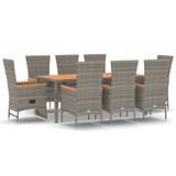 9-dijelni vrtni blagovaonski set sivi od poliratana 3157545