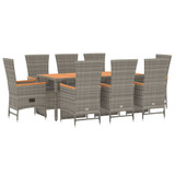 9-dijelni vrtni blagovaonski set sivi od poliratana 3157560