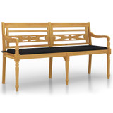 Klupa Batavia s crnim jastukom 150 cm od masivne tikovine 3100833 Klupa Batavia s crnim jastukom 150 cm od masivne tikovine 3100833
