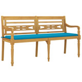 Klupa Batavia s plavim jastukom 150 cm od masivne tikovine 3100830 Klupa Batavia s plavim jastukom 150 cm od masivne tikovine 3100830
