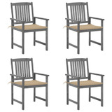 Vrtne stolice s jastucima 4 kom sive od masivnog drva bagrema 3061228