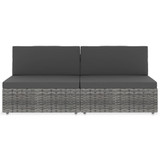 Modularni dvosjed od poliratana sivi 49523