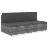 Modularni dvosjed od poliratana sivi 49523