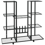 Stalak za cvijeće s kotačima 94,5x24,5x91,5 cm crni željezni 343121