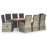 9-dijelni vrtni blagovaonski set sivi od poliratana 3157590