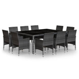 11-dijelni vrtni blagovaonski set od poliratana sivi 3058563