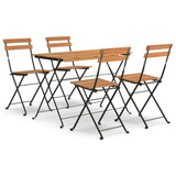 5-dijelni sklopivi bistro set masivno bagremovo drvo i čelik 3152098