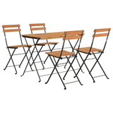5-dijelni sklopivi bistro set masivno bagremovo drvo i čelik 3152098