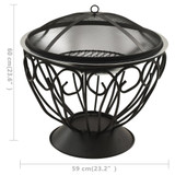 313360 2-in-1 Fire Pit and BBQ with Poker 59x59x60 cm Stainless Steel 313360