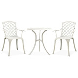 3-dijelni bistro set od lijevanog aluminija bijeli 315593