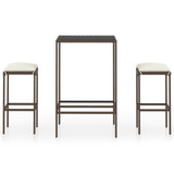 3-dijelni vrtni barski set od poliratana s jastucima smeđi 3064816