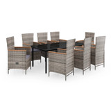 9-dijelni vrtni blagovaonski set s jastucima sivi 3099436