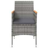5-dijelni vrtni blagovaonski set s jastucima sivo-crni 3099348
