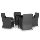 5-dijelni vrtni blagovaonski set s jastucima crni 3099542
