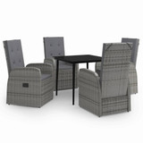 5-dijelni vrtni blagovaonski set s jastucima sivi 3099486