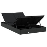 Ležaj za sunčanje za 2 osobe s jastucima crni od poliratana 319647 Ležaj za sunčanje za 2 osobe s jastucima crni od poliratana 319647