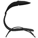 Ležaljka sa sjenilom crna 167 x 80 x 195 cm od tkanine i čelika 362706 Ležaljka sa sjenilom crna 167 x 80 x 195 cm od tkanine i čelika 362706