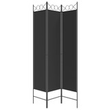 Sobna pregrada s 3 panela crna 120 x 200 cm od tkanine 350149 Sobna pregrada s 3 panela crna 120 x 200 cm od tkanine 350149