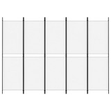 Sobna pregrada s 5 panela bijela 250 x 180 cm od tkanine 350218