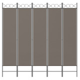 Sobna pregrada s 5 panela antracit 200 x 200 cm od tkanine 350156 Sobna pregrada s 5 panela antracit 200 x 200 cm od tkanine 350156