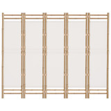 Sklopiva sobna pregrada s 5 panela 200 cm od bambusa i platna 350625