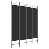 Sobna pregrada s 4 panela crna 160 x 200 cm od tkanine 350153 Sobna pregrada s 4 panela crna 160 x 200 cm od tkanine 350153